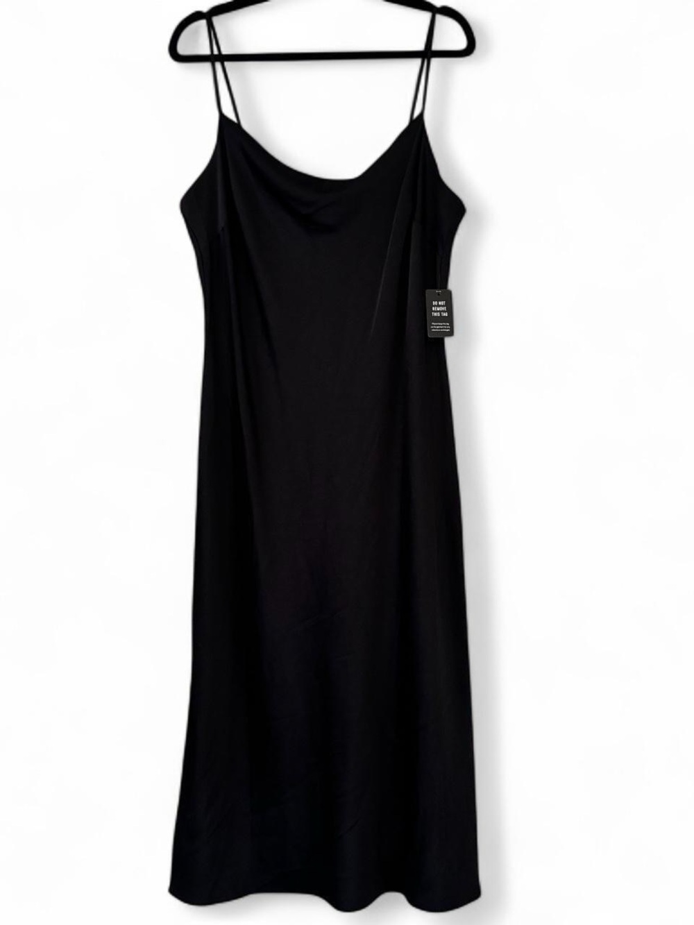 Express Black Slip Midi Dress with Cowl Neck and Spaghetti Straps NWT